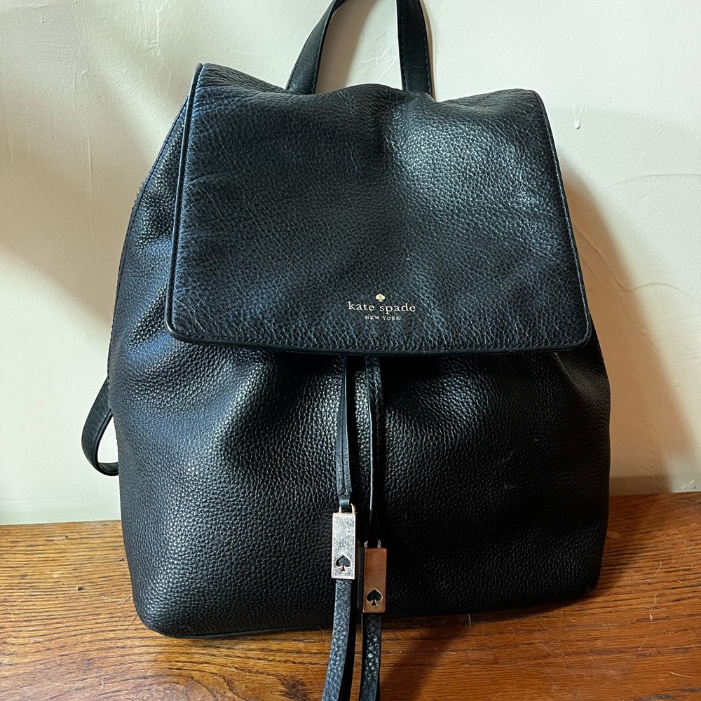 Kate Spade Black Leather Backpack